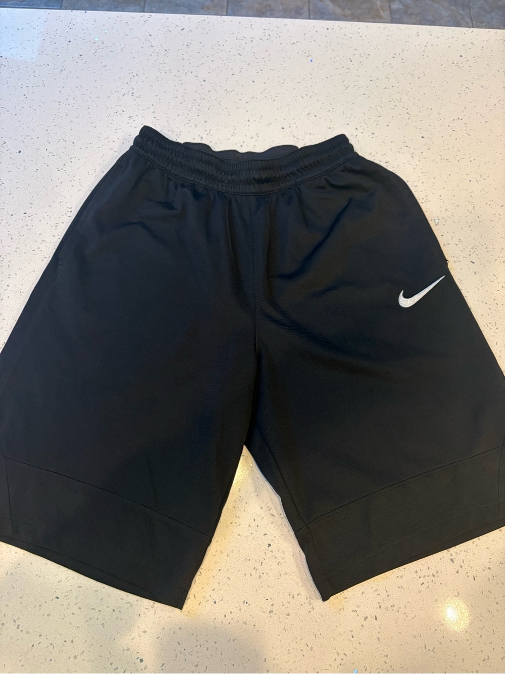 Nike Men’s Black Athletic Shorts with White Swoosh